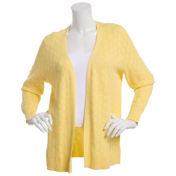 Womens Napa Valley Long Sleeve Pointelle Open Front Cardigan - image 