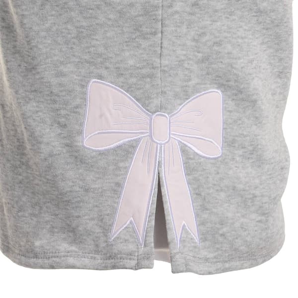 Juniors Derek Heart Side Slit & Bows Embroidered Zip Up Hoodie