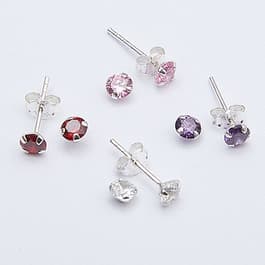 Marsala Set of 4 Cubic Zirconia Post Earrings