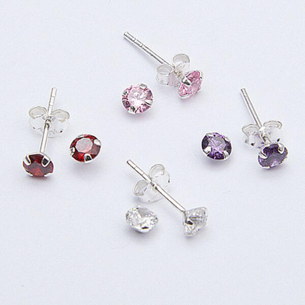 Marsala Set of 4 Cubic Zirconia Post Earrings - image 