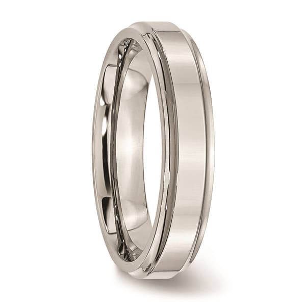 Mens Gentlemen's Classics&#8482; Steel Ridged Edge Wedding Band