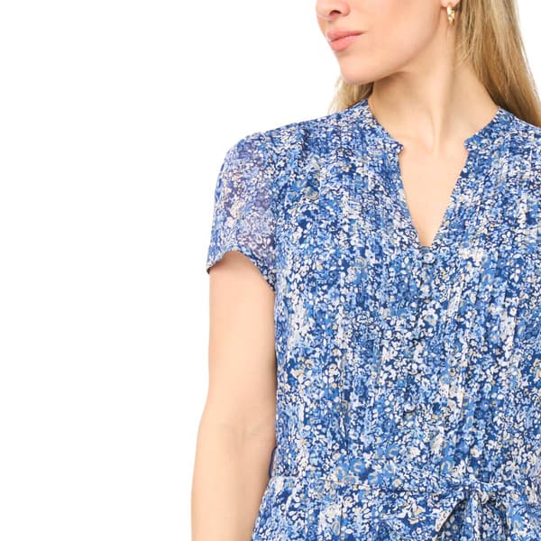 Petite MSK Short Sleeve Chiffon Pintuck Midi Dress