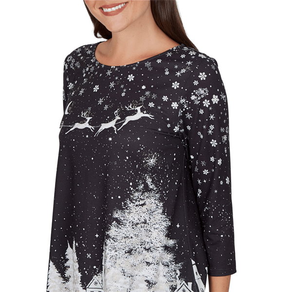 Petite Ruby Rd. Happy Holidays Santa''s Sleigh Scenic Tee