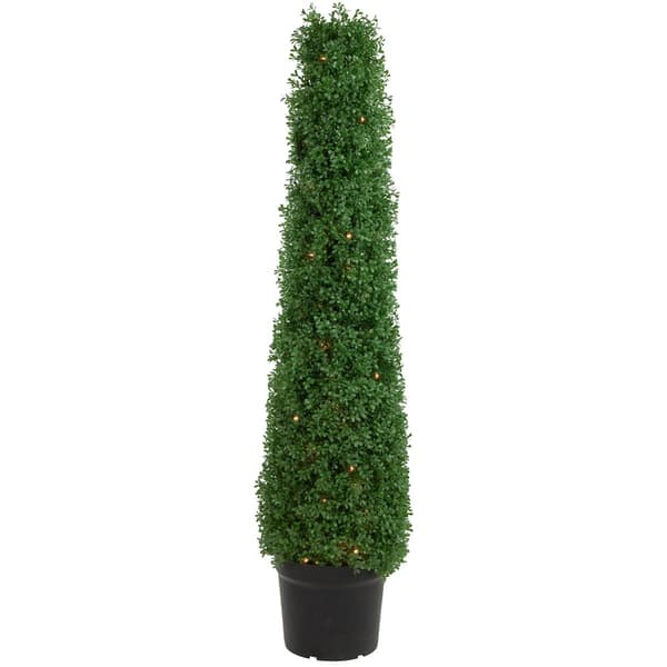 Northlight Seasonal 4ft. Pre-Lit Artificial Boxwood Topiary Tree - image 