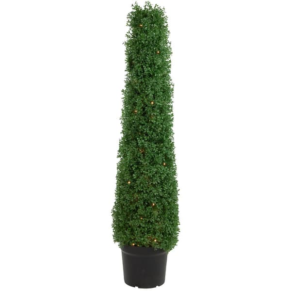 Northlight Seasonal 4ft. Pre-Lit Artificial Boxwood Topiary Tree - image 