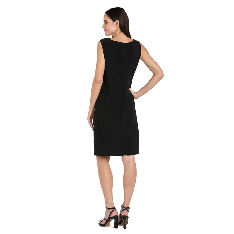 Womens R&M Richards Sheer Sleeve Rhinestone Trim Jacket Dress