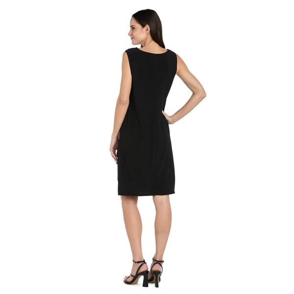 Womens R&M Richards Sheer Sleeve Rhinestone Trim Jacket Dress