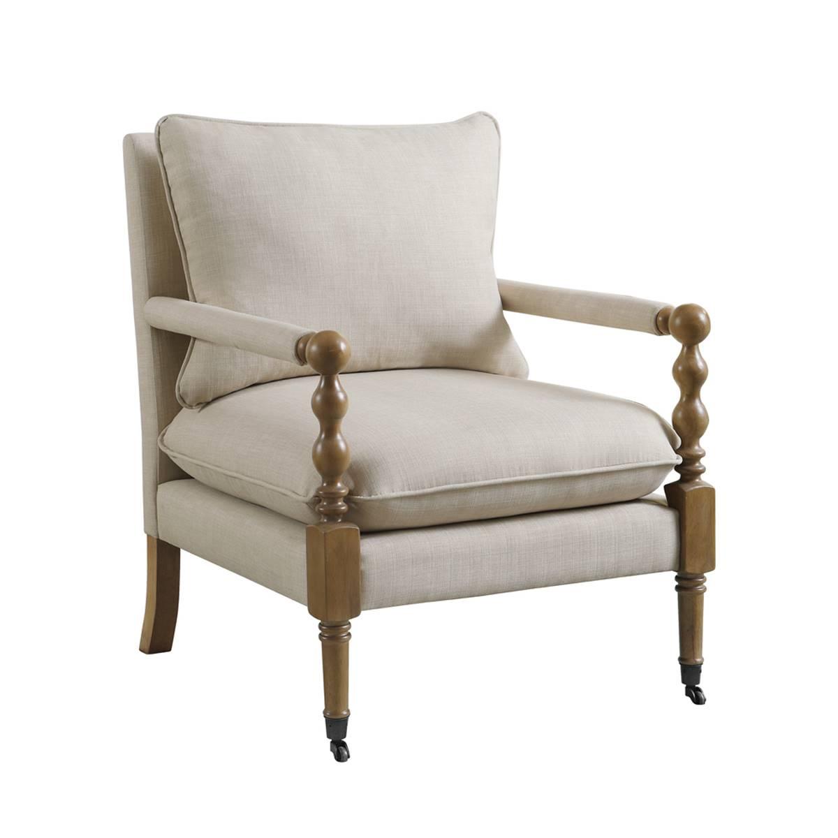 Coaster Upholstered Accent Chair with Casters - Beige/Dark...