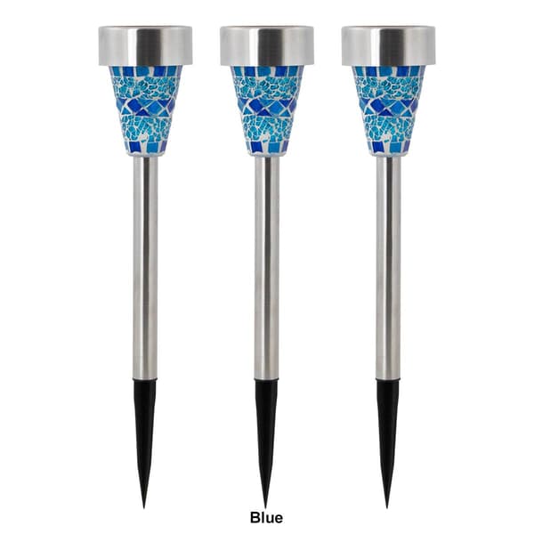 Northlight Seasonal Mosaic Stained LED Pathway Markers - Set of 3