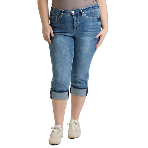 Plus Size YMI Tummy Control Cuffed Hem Capris - image 