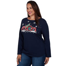 Plus Size Ruby Rd. Happy Holidays Christmas Truck Tee