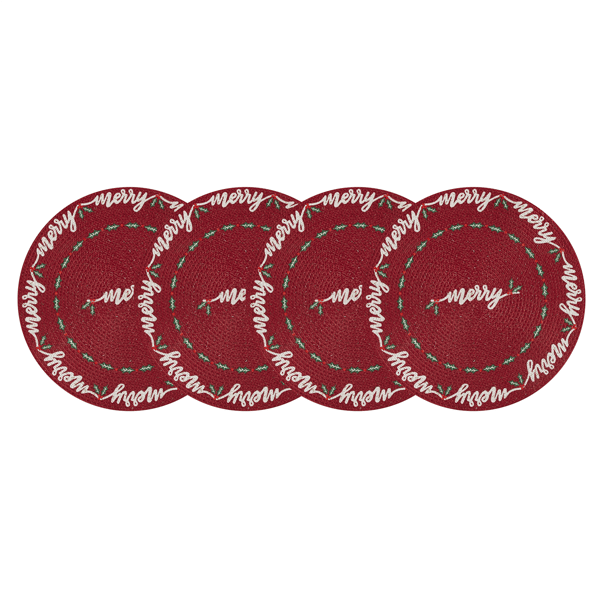 Avanti Merry Holly Round Placemats - Set of 4