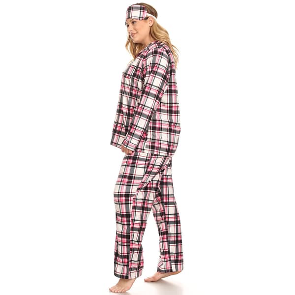 Plus Size White Mark 3pc. Pink Plaid Pajama Set