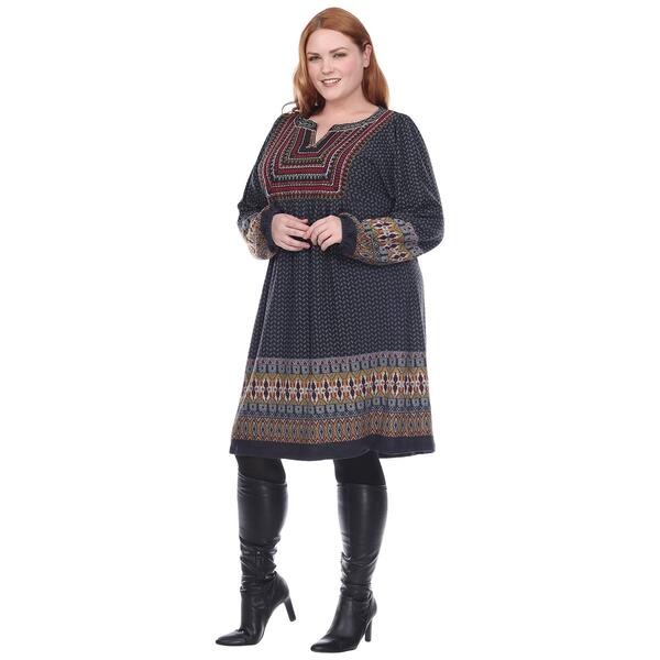 Plus Size White Mark Atarah Embroidered Sweater Dress - image 