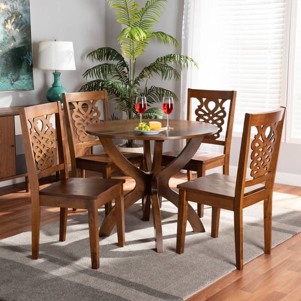 Baxton Studio Wanda Walnut Brown Finished Wood 5pc. Dining Set