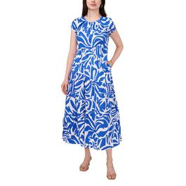 Womens MSK Cap Sleeve Print Tier Back Maxi Dress