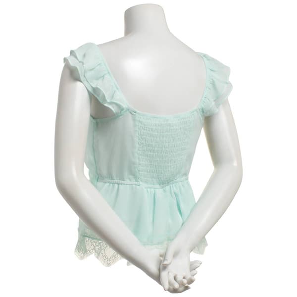 Juniors Trixxi Floral Lace Flutter Sleeve Babydoll Top