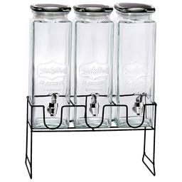 Circle Glass Triple Yorkshire Dispenser on Stand