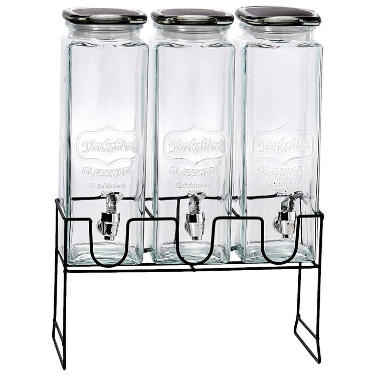 Circle Glass Triple Yorkshire Dispenser on Stand