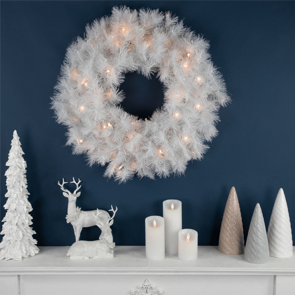 Northlight 24in. LED White Alaskan Pine Christmas Wreath