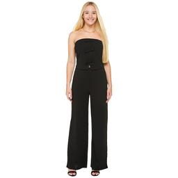 Juniors Madden Knit Dobby Strapless Faux Vest Jumpsuit with Bows