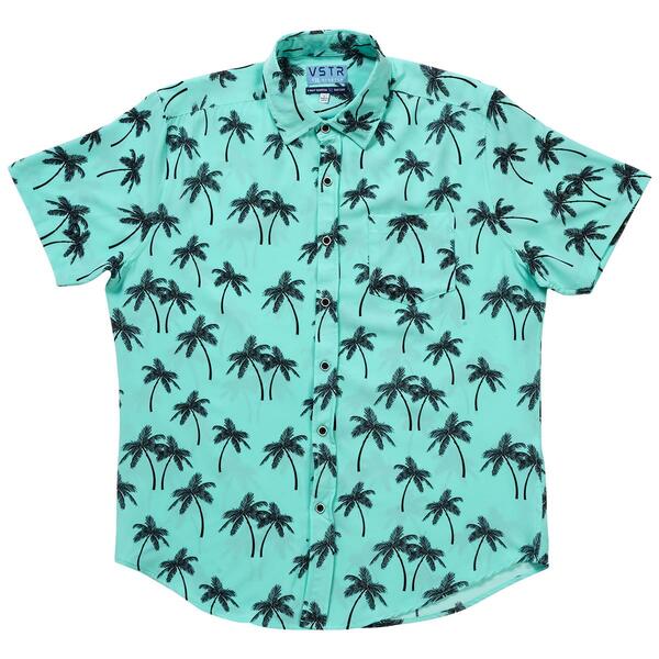Young Mens VSTR Teal Palms Stretch Button Down Shirt - image 