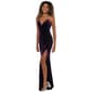 Juniors Crystal Doll Rhinestone Strap Velvet Sheath Dress w/ Slit - image 4