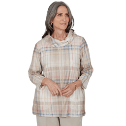 Womens Alfred Dunner Sunset Ridge Shimmer Plaid Sweater