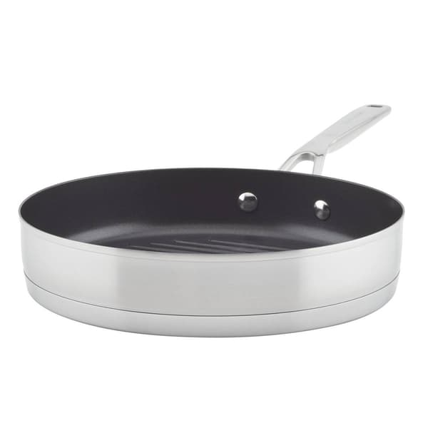 KitchenAid&#40;R&#41; Stainless Steel 3-Ply Base 10.2in. Nonstick Grill Pan