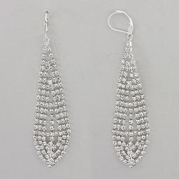 Rosa Rhinestones Long Diamond Shape Teardrop Earrings