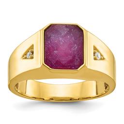 Mens Gentlemens Classics(tm) 14kt. Gold Ruby & Diamond Accent Ring
