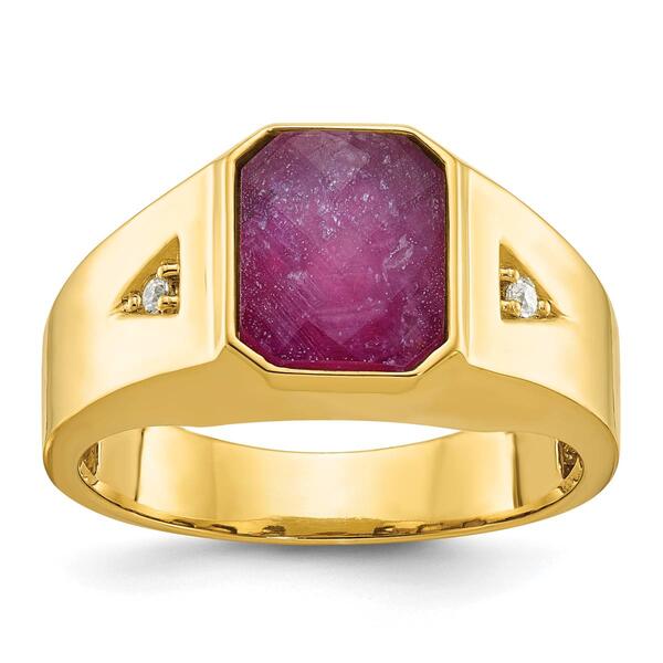Mens Gentlemens Classics&#40;tm&#41; 14kt. Gold Ruby & Diamond Accent Ring - image 