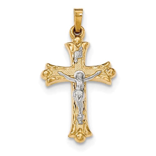 Unisex Gold Classics&#40;tm&#41; 14kt. Textured Crucifix Pendant - image 
