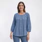 Womens Figueroa & Flower 3/4 Sleeve Balloon Sleeve Solid Blouse - image 1