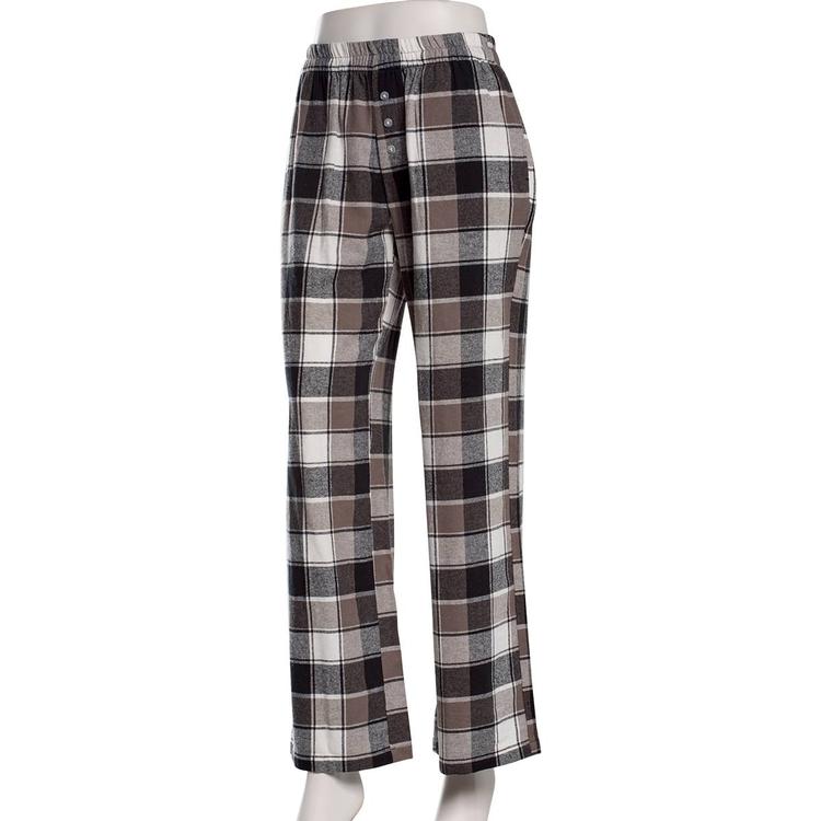 Juniors No Comment Plaid Flannel Wide Leg Pants - Black