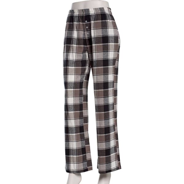 Juniors No Comment Plaid Flannel Wide Leg Pants - Black