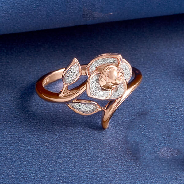 Enchanted by Disney 1/10ct Diamond Pink Plated Silver Belle Ring - image 