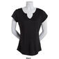 Juniors Poof! Short Sleeve Solid Split Neck Top - image 5