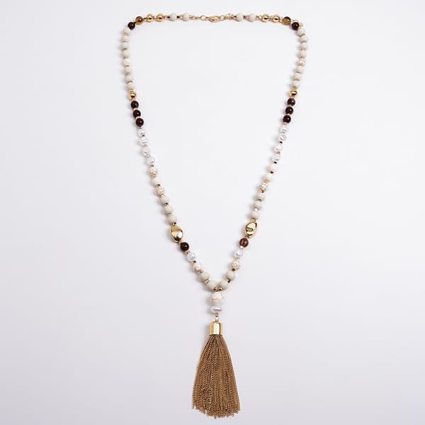 Ashley Cooper(tm) Bead/Stone/Chain Tassel Long Necklace - image 