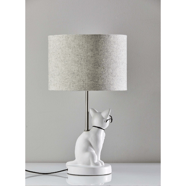 Simplee Adesso Sunny Cat Table Lamp with Light Grey Shade