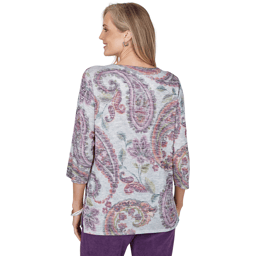 Womens Alfred Dunner Vail 3/4 Sleeve V-Neck Paisley Blouse