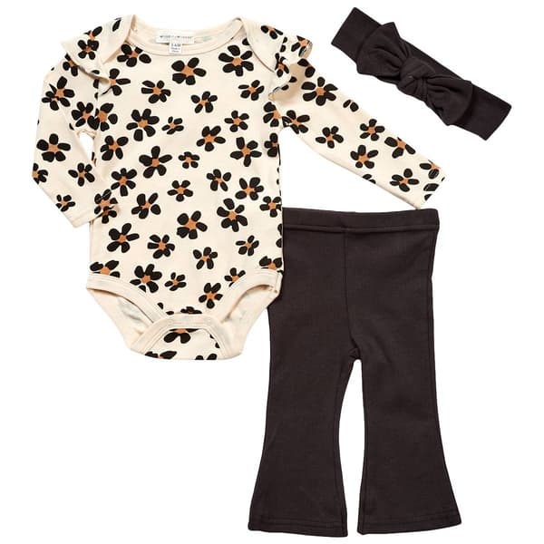 Baby Girl (NB-9M) Willow & Whimsy(R) 3pc. Flower Onesie Set - image 