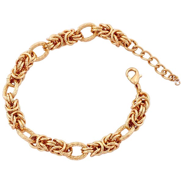 Design Collection 7.5 Gold-Tone Mixed Link Chain Bracelet - image 