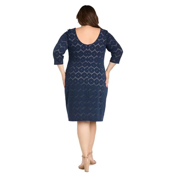 Plus Size R&M Richards 3/4 Sleeve A-Line Illusion Dress