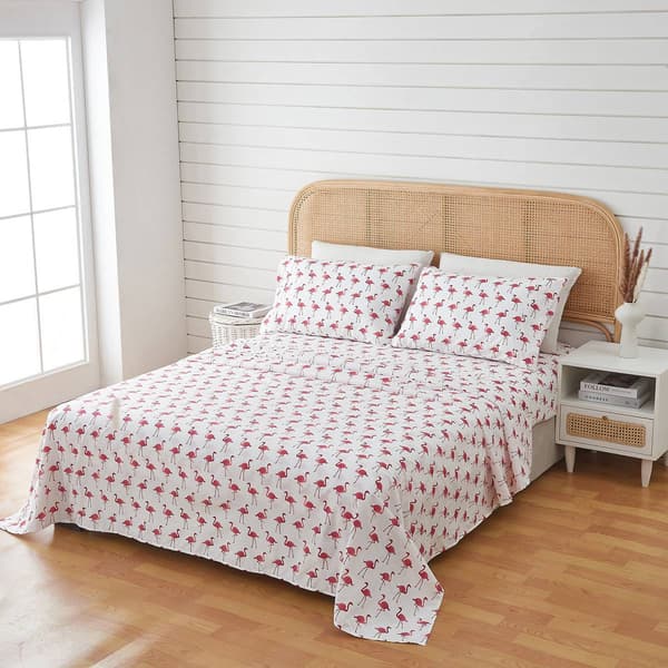 FreshFolds Newport Flamingos Microfiber Sheet Set