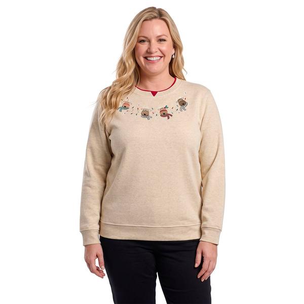 Plus Size Hasting & Smith Reindeer Border Fleece Sweatshirt - image 