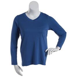Womens Hasting & Smith Long Sleeve Solid V-Neck Tee