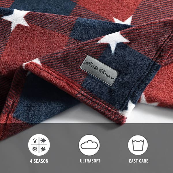 Eddie Bauer Americana Plaid Plush-Fleece Throw