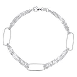 Sterling Silver Double Link Bracelet with Stations