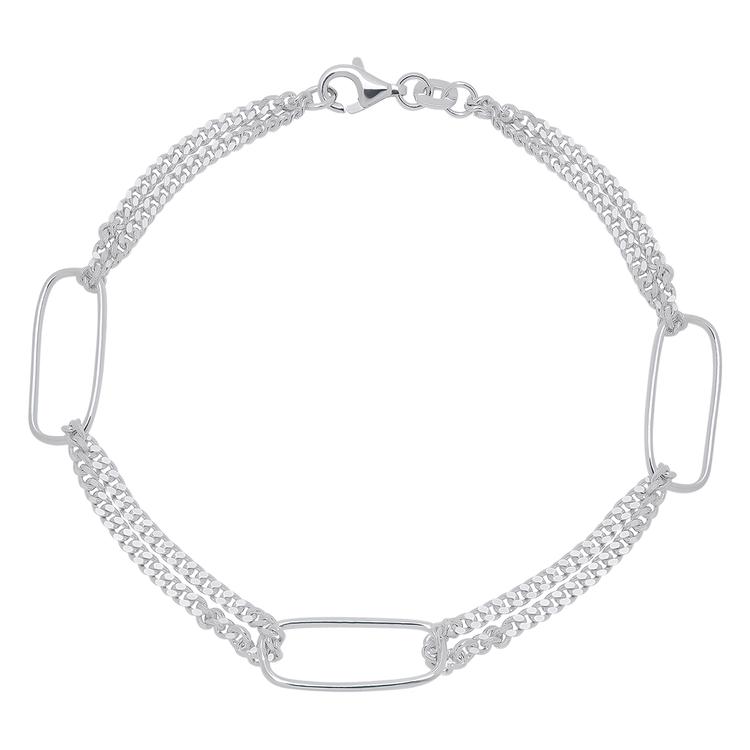 Sterling Silver Double Link Bracelet with Stations